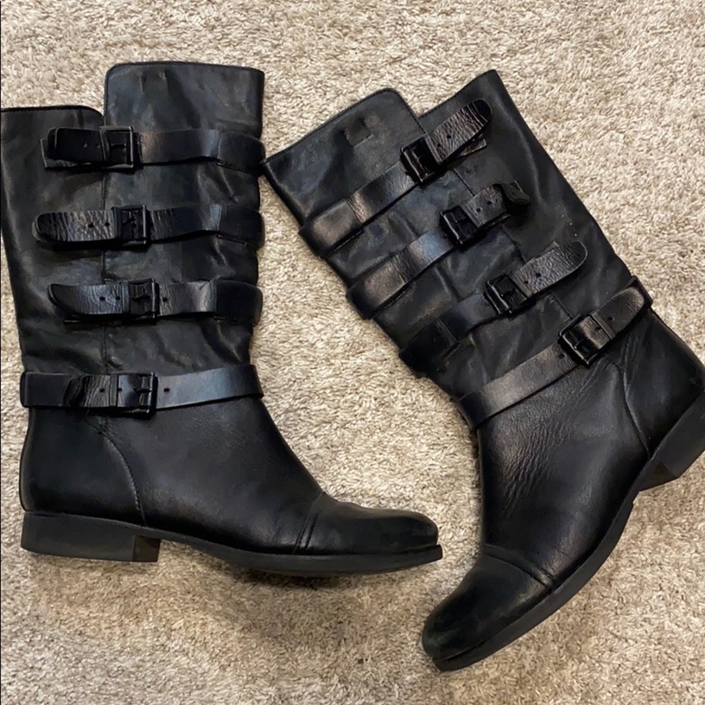 Modern Vintage Moto- black leather boot